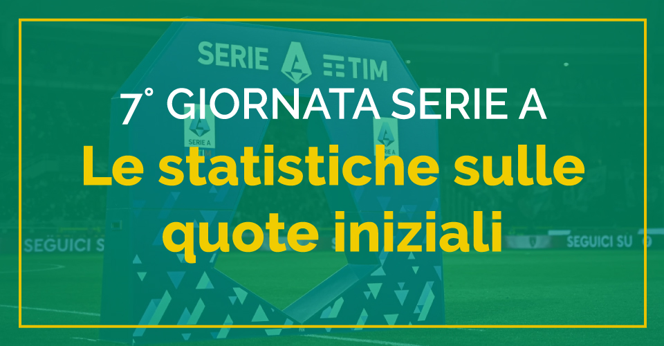 Pronostici Serie A 7^ giornata con le statistiche sulle quote iniziali dell'algoritmo per vincere alle scommesse sportive