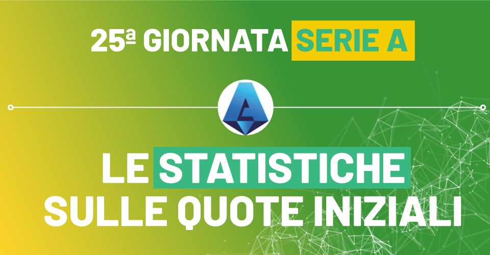 Pronostici Serie A 25^ giornata con le statistiche di Sbostats sulle quote iniziali